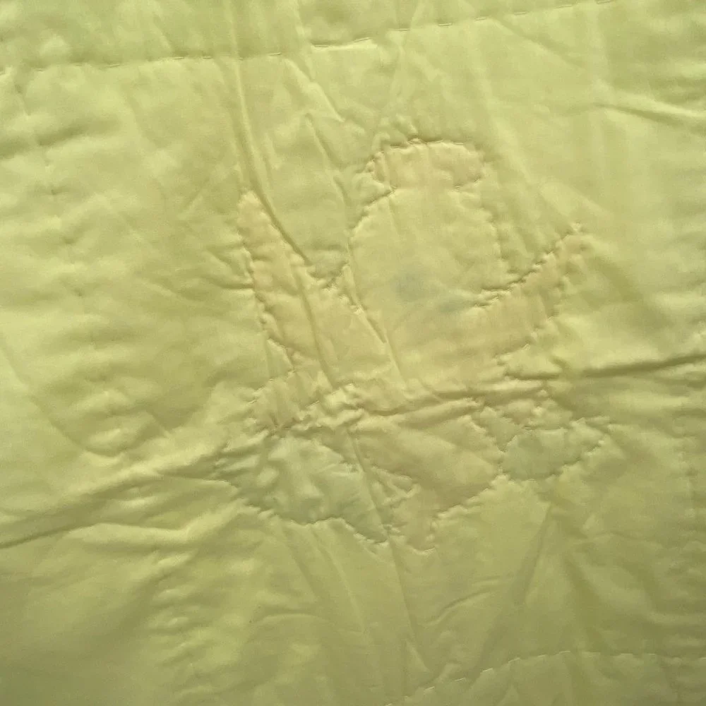 Angel embroidered baby crib quilt blanket yellow white unisex boy girl